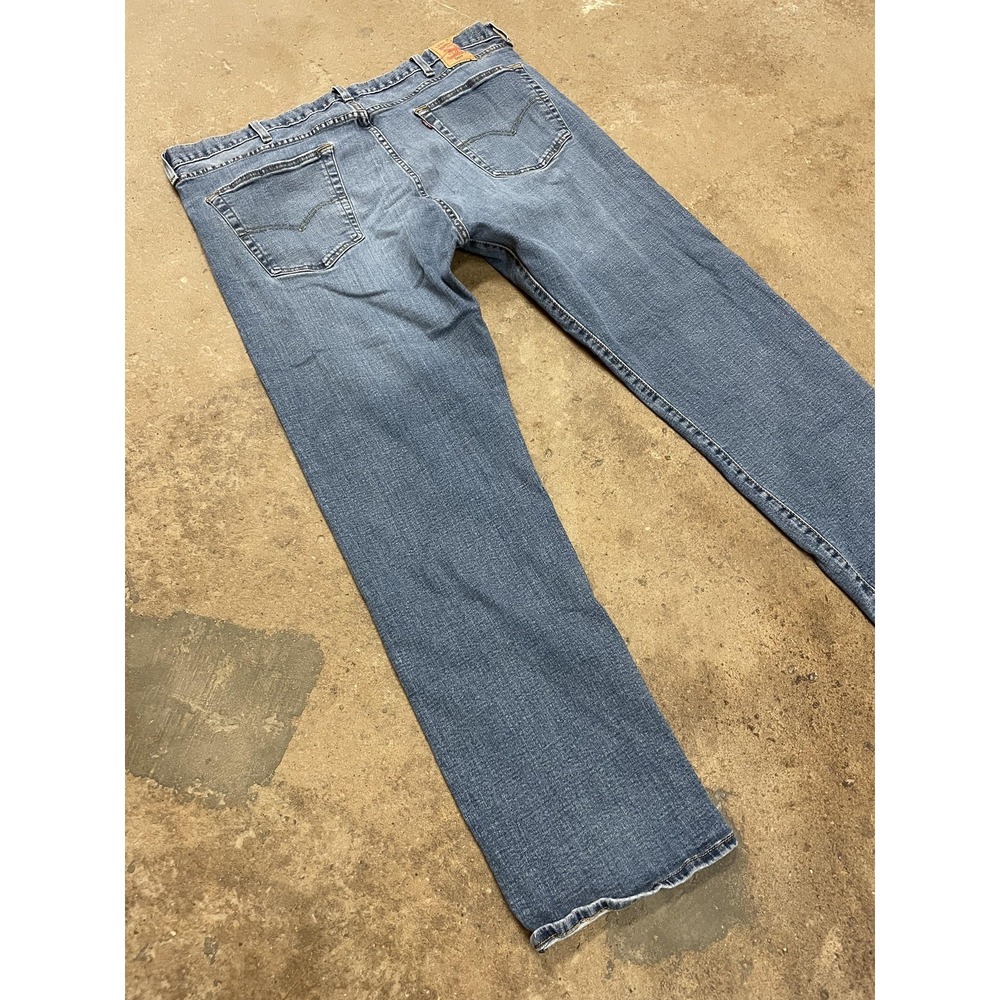 Levis 501 Jeans Mens 42x30 Medium Wash Blue Straight Leg Button Fly Distressed - Picture 12 of 16